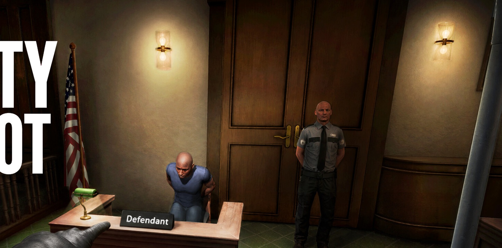Courtroom interrogation scene from Guilty or Not